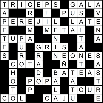 Solución del crucigrama del Martes 16 sep.