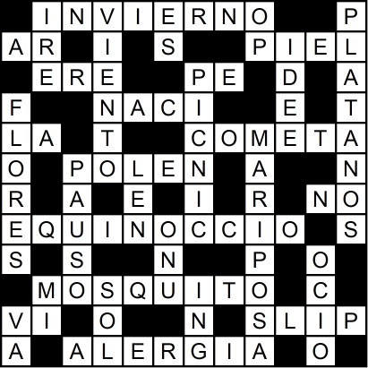 Solución del crucigrama del Martes 23 sep.