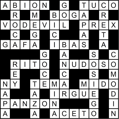 Solución del crucigrama del Jueves 6 nov.