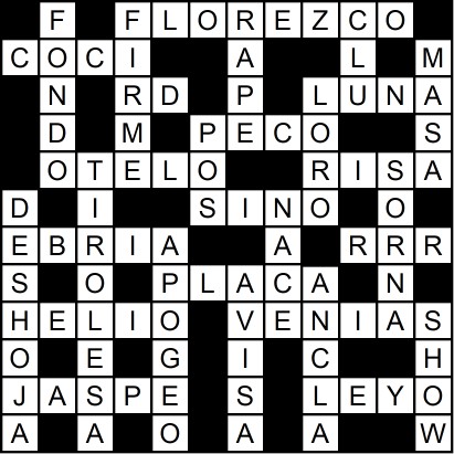 Solución del crucigrama del Jueves 13 nov.