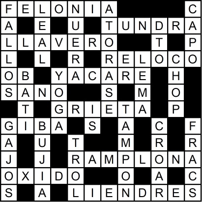 Solución del crucigrama del Viernes 14 nov.