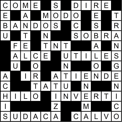 Solución del crucigrama del Lunes 17 nov.