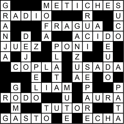 Solución del crucigrama del Martes 18 nov.
