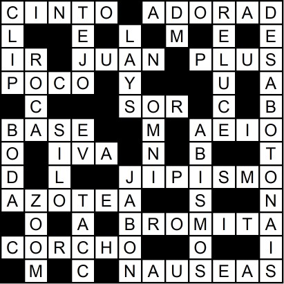 Solución del crucigrama del Miércoles 19 nov.