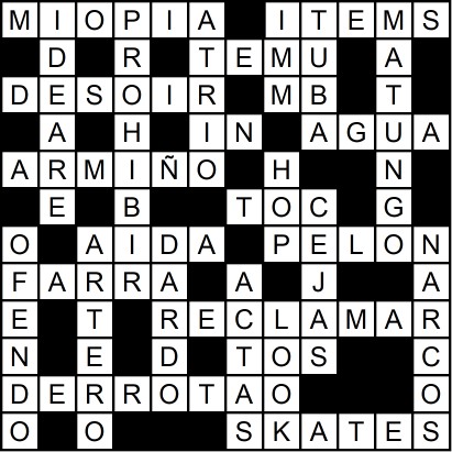 Solución del crucigrama del Jueves 20 nov.