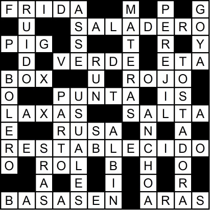 Solución del crucigrama del Lunes 24 nov.