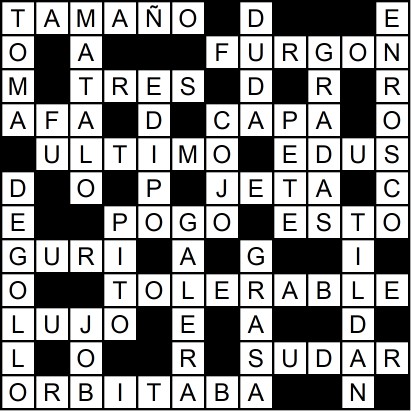Solución del crucigrama del Lunes 1 dic.