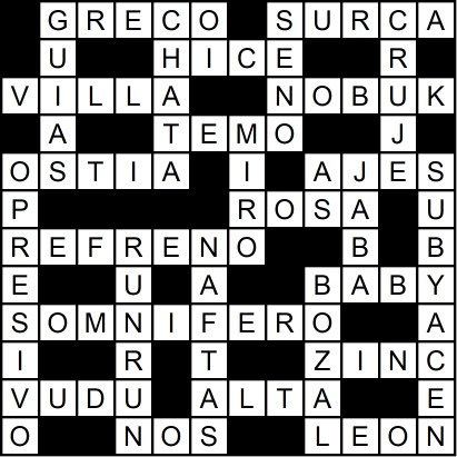 Solución del crucigrama del Martes 9 dic.