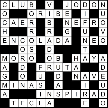 Solución del crucigrama del Miércoles 10 dic.