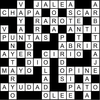 Solución del crucigrama del Jueves 11 dic.