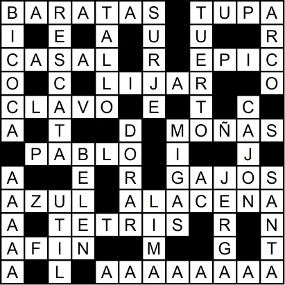 Solución del crucigrama del Lunes 22 dic.