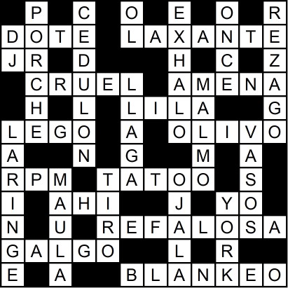 Solución del crucigrama del Martes 30 dic.