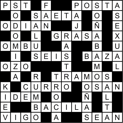 Solución del crucigrama del Viernes 2 ene.