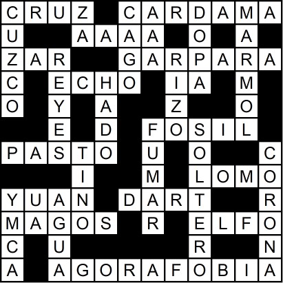 Solución del crucigrama del Lunes 5 ene.