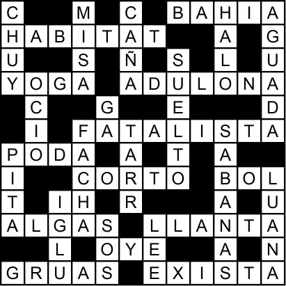 Solución del crucigrama del Jueves 8 ene.