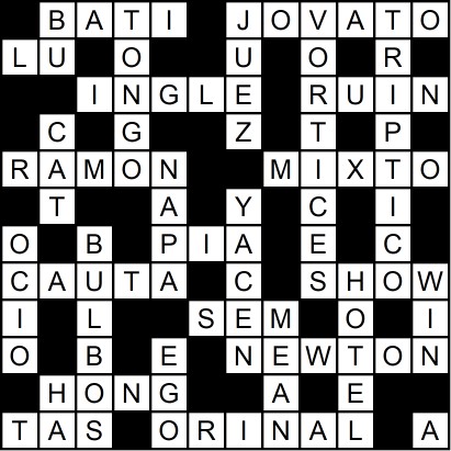 Solución del crucigrama del Viernes 9 ene.