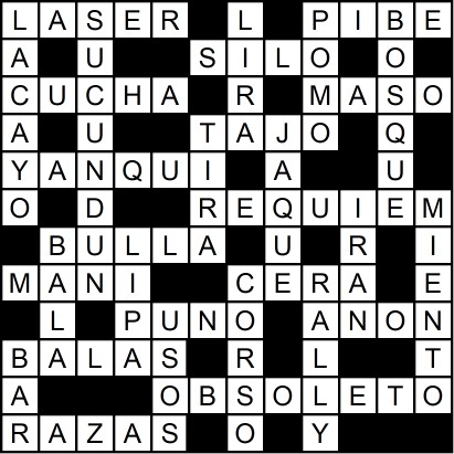 Solución del crucigrama del Jueves 15 ene.