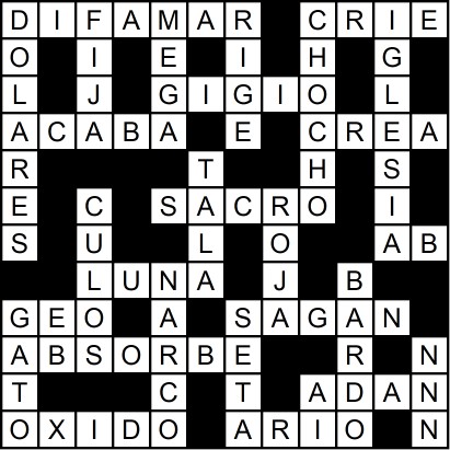 Solución del crucigrama del Lunes 19 ene.