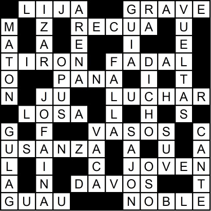 Solución del crucigrama del Jueves 22 ene.