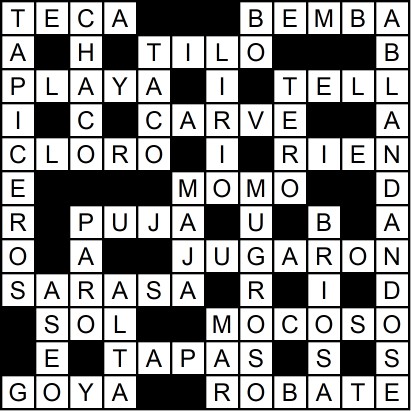 Solución del crucigrama del Lunes 2 feb.