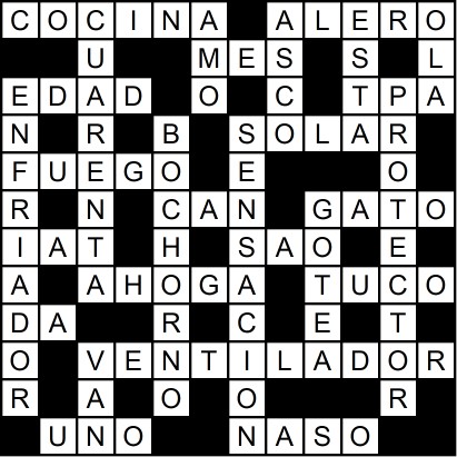 Solución del crucigrama del Lunes 9 feb.