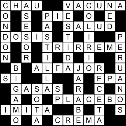 Solución del crucigrama del Miércoles 11 feb.