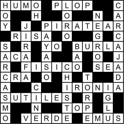 Solución del crucigrama del Viernes 13 feb.