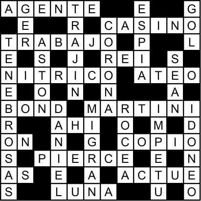 Solución del crucigrama del Lunes 16 feb.