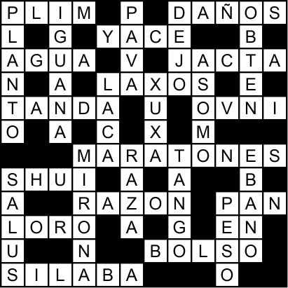 Solución del crucigrama del Miércoles 18 feb.