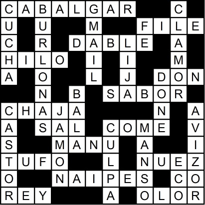 Solución del crucigrama del Jueves 19 feb.