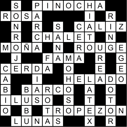 Solución del crucigrama del Viernes 20 feb.