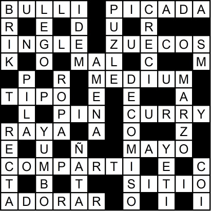 Solución del crucigrama del Martes 24 feb.