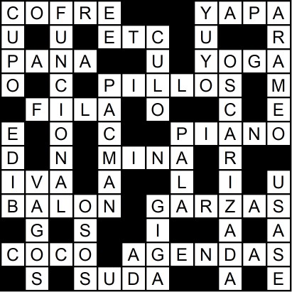 Solución del crucigrama del Miércoles 25 feb.