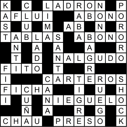 Solución del crucigrama del Jueves 26 feb.