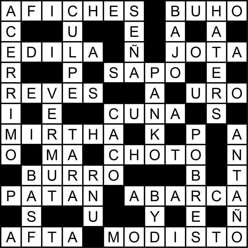 Solución del crucigrama del Viernes 27 feb.