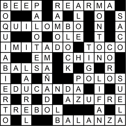 Solución del crucigrama del Lunes 9 mar.