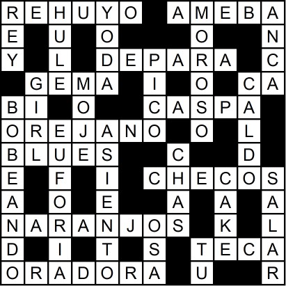 Solución del crucigrama del Jueves 12 mar.