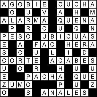 Solución del crucigrama del Viernes 15 may.
