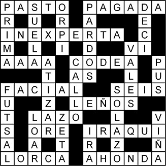 Solución del crucigrama del Lunes 1 jun.