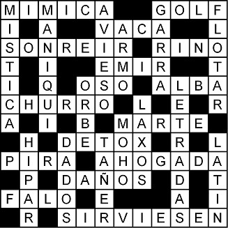 Solución del crucigrama del Miércoles 12 ago.