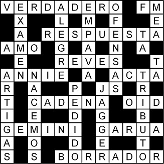 Solución del crucigrama del Lunes 17 ago.