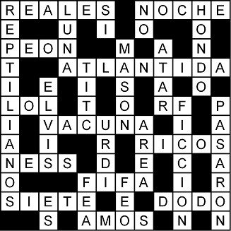 Solución del crucigrama del Lunes 24 ago.