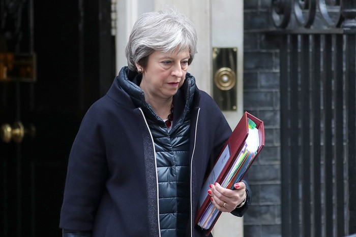 Theresa May, deja 10 Downing Street, Londres, hoy. Foto: Daniel Leal Olivas / AFP
