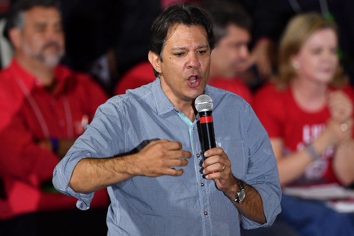 El ex alcalde de Sao Paulo y miembro del Partido de los Trabajadores (PT), Fernando Haddad, durante la convención nacional del PT, el domingo en Sao Paulo.  · Foto: Nelson Almeida