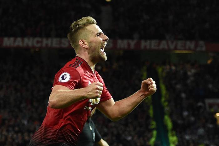 Luke Shaw celebra el segundo gol del Manchester Unitedequipo ante el Leicester City. · Foto: Oli Scarff, AFP