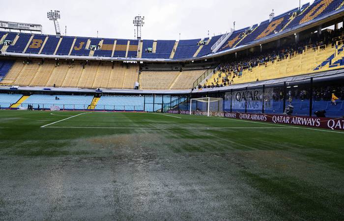 Estadio La Bombonera, antes del partido de ida de la final de la Copa Libertadores 2018 en Buenos Aires, hoy. · Foto: Alejandro Pagni