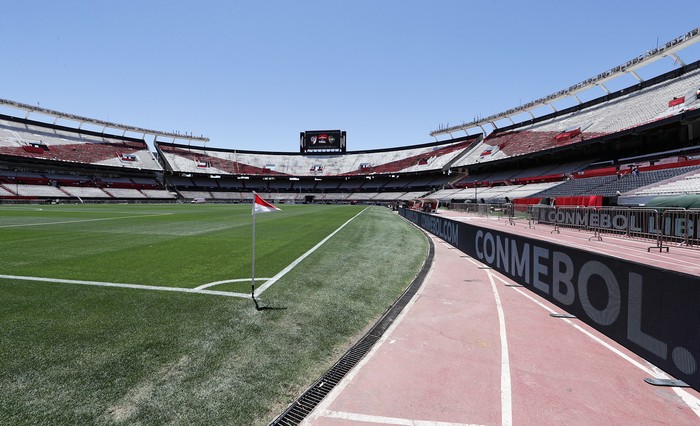 Estadio Monumental de River Plate en Buenos Aires, previo al partido finalmente suspendido. AFP · Foto: Alejandro Pagni