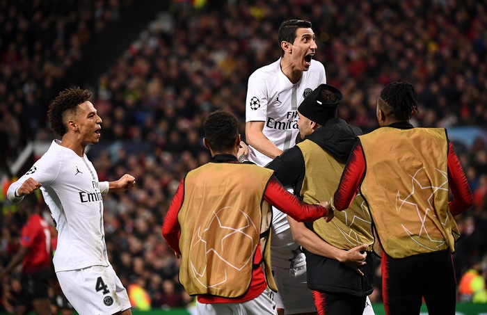 Ángel Di María, tras el gol de Kylian Mbappé, segundo del París Saint Germain ante Manchester United, en el estadio Old Trafford, en Manchester. 


 · Foto: Franck Fife
