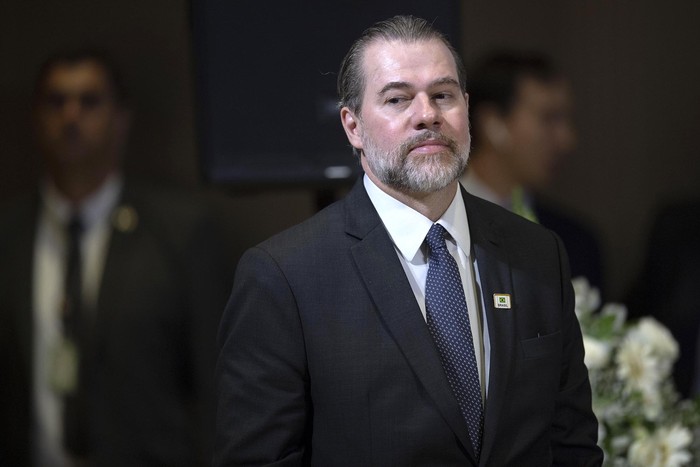 José Antonio Dias Toffoli, presidente de la Corte Suprema de Brasil, durante una reunión con el presidente de Brasil, Jair Bolsonaro, y líderes evangélicos, el 11 de abril, en Río de Janeiro. · Foto: Mauro Pimentel