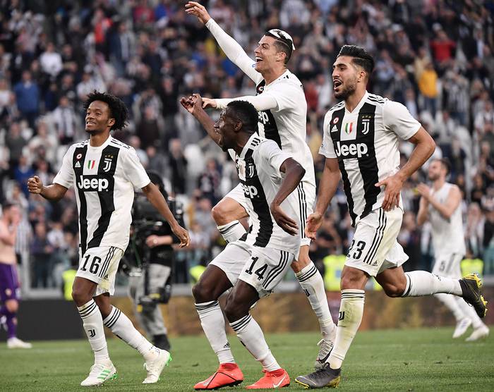 Los jugadores de Juventus festejan después de ganar el Scudetto. · Foto: Marco Bertorello, AFP